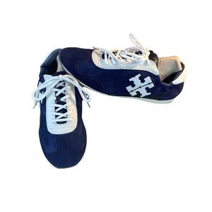 Tory Burch | Tory Serif Navy and White Sneakers- Women's Size 9M